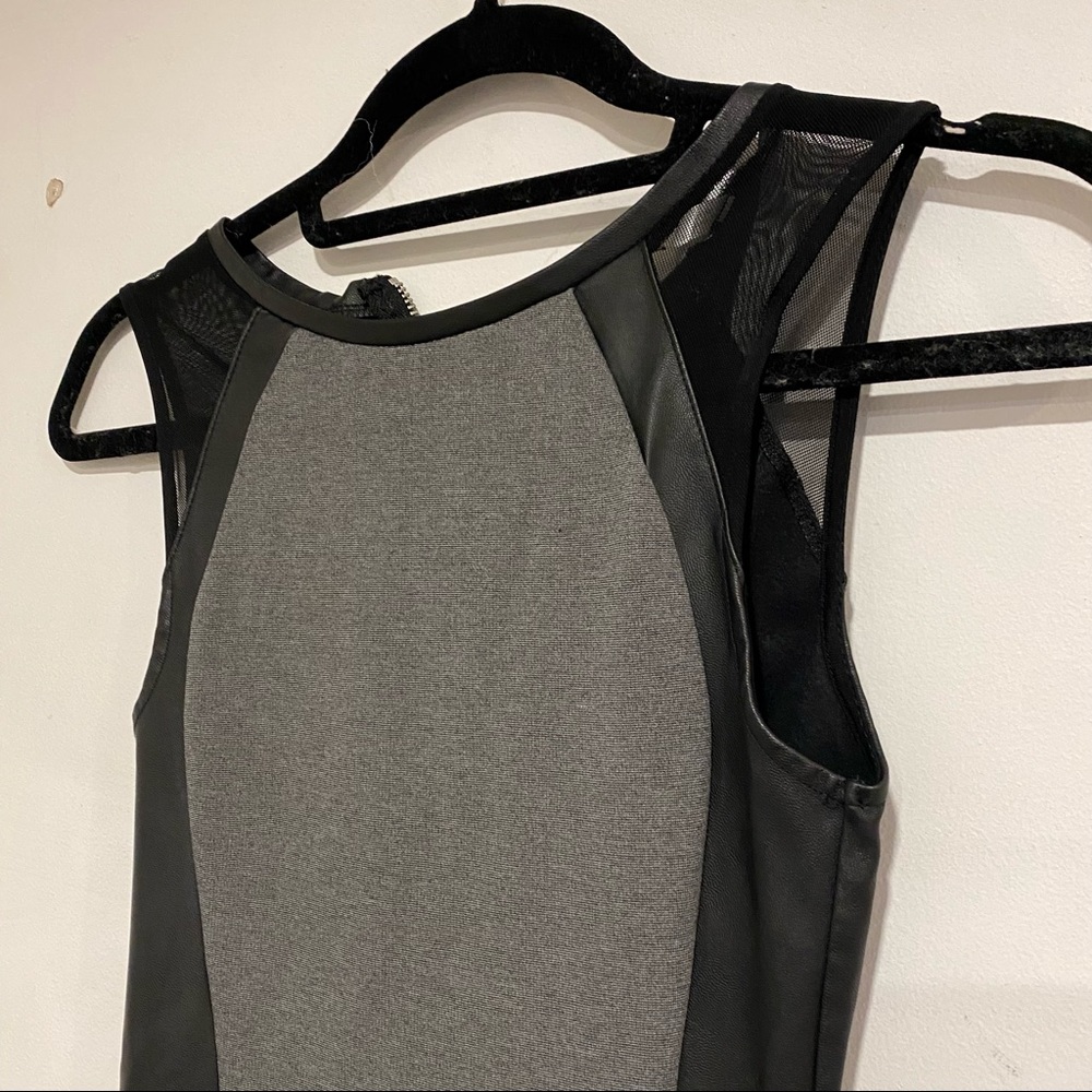 Grey/Black Mini Dress with mesh sleeves